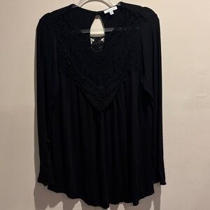 Black Lace Detail Long Sleeve Top size XL